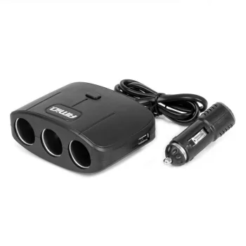   Amio 3as szivargyújtó elosztó - 70cm hosszabbítóval - 100W 12/24V