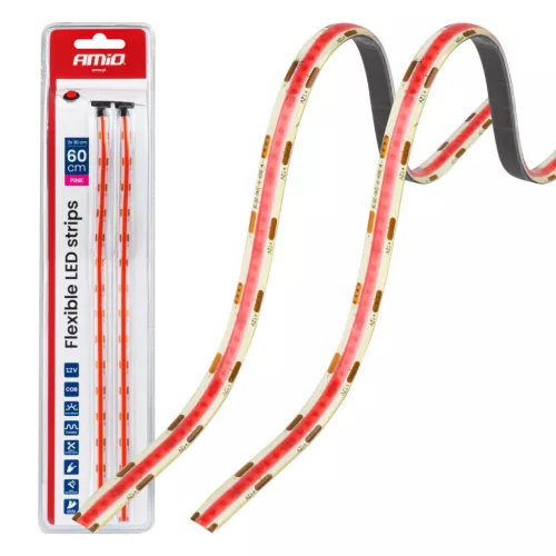 Amio COB Led szalag - 2x30cm - 12V - rózsaszín - 2db