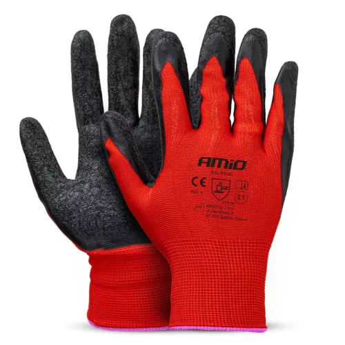 Amio mártott latex munkakesztyű - 4db/2pár - 11-es méret - piros