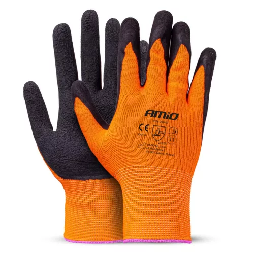 Amio mártott latex munkakesztyű - 4db/2pár - 11-es méret - narancssárga