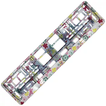 Rendszámtábla keret - színes virágos - 1db