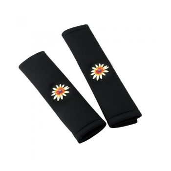   Bottari My Daisy - biztonsági övpárna, fekete, margaréta mintás - párban