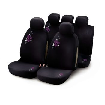   BOTTARI My Flower Pink - 9 részes üléshuzat szett, fekete, pink-fehér virág mintás