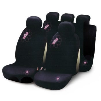   BOTTARI My Spring Flower - 9 részes üléshuzat szett, fekete, rózsaszín virág mintás
