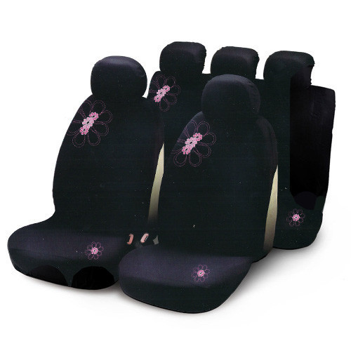 BOTTARI My Spring Flower - 9 részes üléshuzat szett, fekete, rózsaszín virág mintás