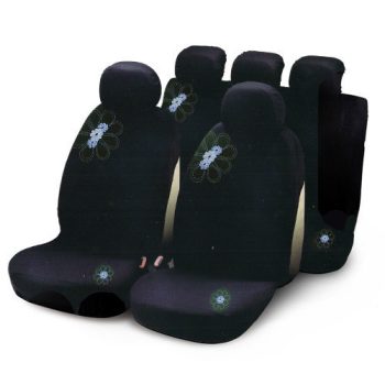   BOTTARI My Spring Flower - 9 részes üléshuzat szett, fekete, nagy kék virág mintás