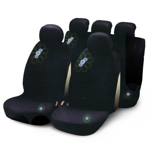 BOTTARI My Spring Flower - 9 részes üléshuzat szett, fekete, nagy kék virág mintás