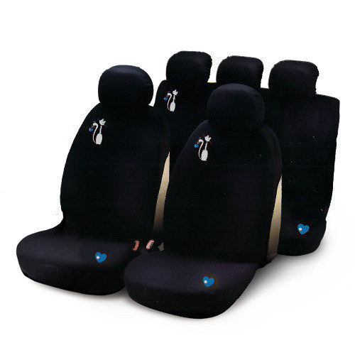 BOTTARI My Sweet Cat - 9 részes üléshuzat szett, fekete, fehér cica mintás