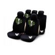BOTTARI My Sweet Cat - 9 részes üléshuzat szett, fekete, zöld-fehér cica mintás