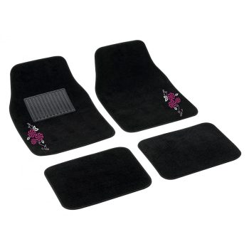   Bottari My Flower Swivel 4 részes autószőnyeg szett, fekete, apró pink virágmintás