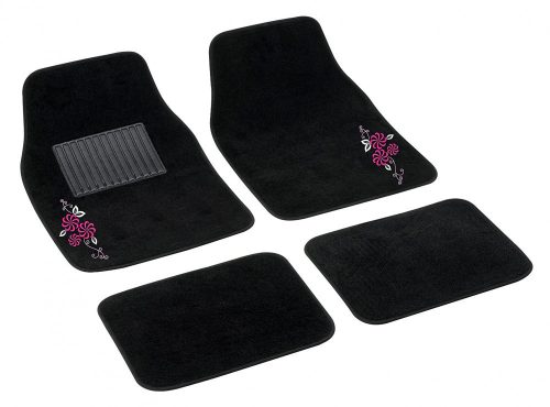Bottari My Flower Swivel 4 részes autószőnyeg szett, fekete, apró pink virágmintás