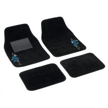   Bottari My Flower Swivel 4 részes autószőnyeg szett, fekete, apró kék virágmintás