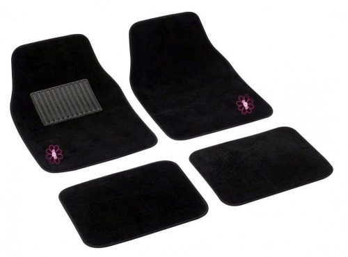 Bottari My Spring Flower 4 részes autószőnyeg szett, fekete, rózsaszín virágmintás