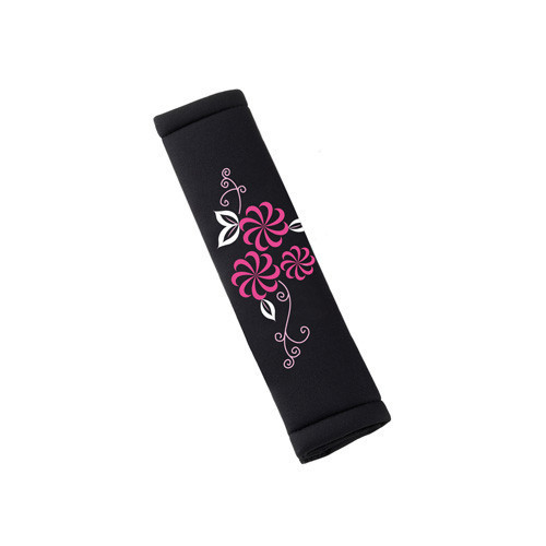 Bottari My Flower Swivel - biztonsági övpárna, fekete, rózsaszín virágmintás - párban