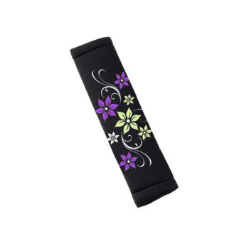   Bottari My Star - biztonsági övpárna, fekete, zöld-lila virágmintás - párban