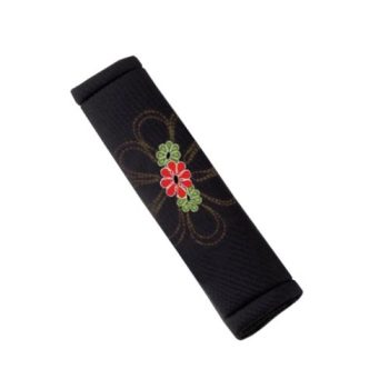   Bottari My Sping Flower - biztonsági övpárna, fekete, zöld/piros virágmintás - párban