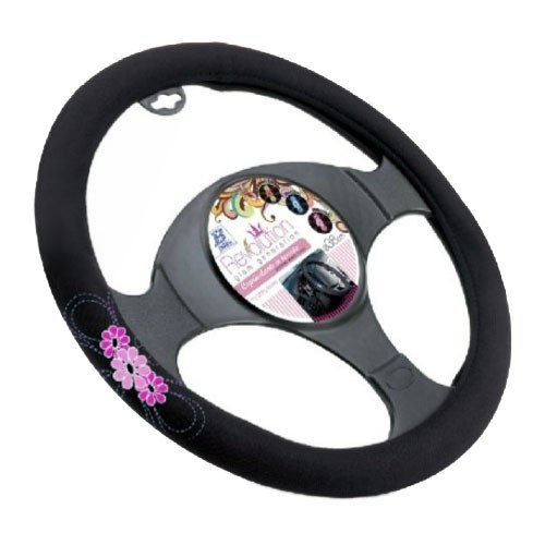 Bottari My Sping Flower - kormányvédő, 37-39cm, fekete, rózsaszín virágmintás