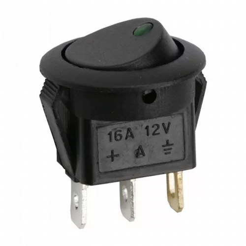 Billenő kapcsoló - zöld - 16A-12V