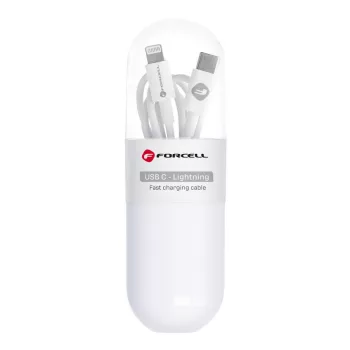 Forcell USB-C - Lightning mobil kábel - fehér - 100cm