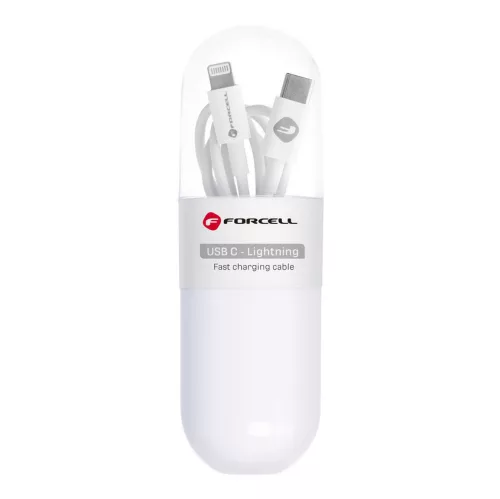 Forcell USB-C - Lightning mobil kábel - fehér - 100cm