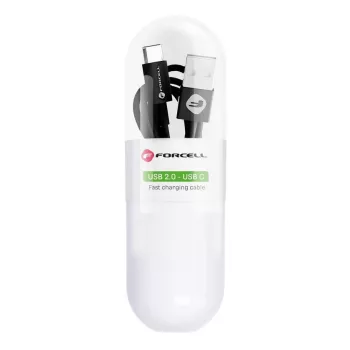 Forcell Type C adatkábel - fekete - 100cm, 2,1A