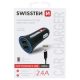 SWISSTEN szivargyújtós USB gyorstöltő + 1,2m USB-C Kábel - 2400mA - 12/24V