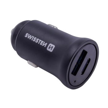   SWISSTEN Szivargyújtós USB Gyorstöltő - QC3.0/PD3.0 - USB-A/USB-C - 36W - 12/24V