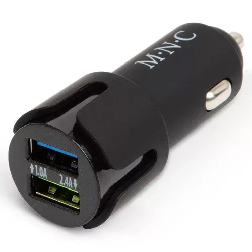 Szivargyújtós USB töltő - 2xUSB - fekete - 2,4A