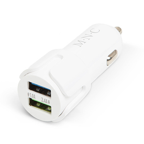 Szivargyújtós USB töltő - 2xUSB - fehér - 2,4A