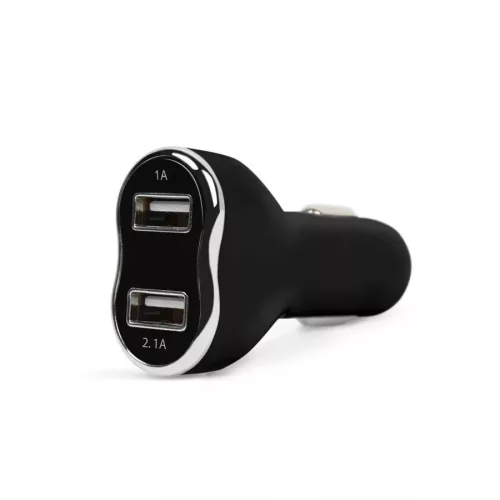 Szivargyújtós USB töltő + Voltmérő - 2xUSB - fekete - 1A/2,1A