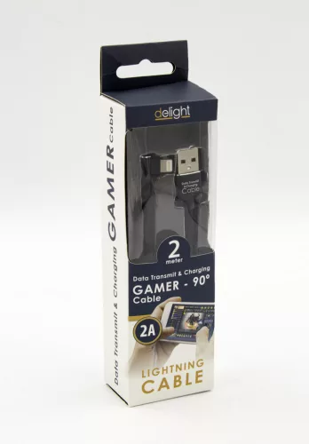 Delight Lightning adatkábel - fekete - 100cm