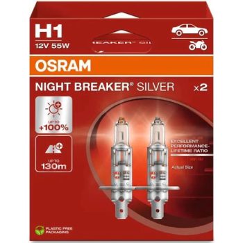   OSRAM Night Breaker Silver +100% halogén izzó - H1 - P14,5t - 12V - 55W - párban