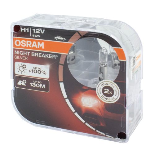 OSRAM Night Breaker Silver +100% halogén izzó - H1 - P14,5t - 12V - 55W - párban
