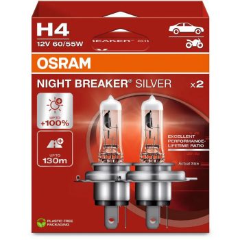   OSRAM Night Breaker Silver +100% izzó - H4 - P43t - 12V - 60/55W - pár