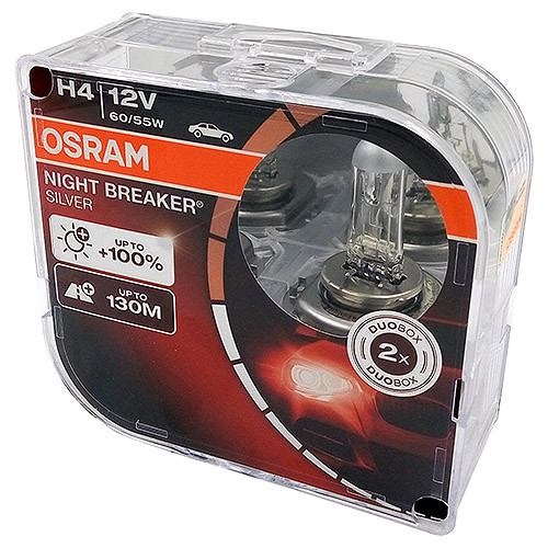 OSRAM Night Breaker Silver +100% izzó - H4 - P43t - 12V - 60/55W - pár