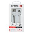 SWISSTEN microUSB adatkábel - 3A - 120cm - ezüst/fehér