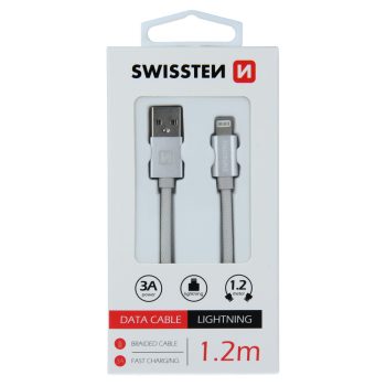SWISSTEN Lightning adatkábel - 3A - 120cm - ezüst/fehér