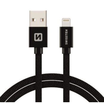 Swissten Lightning adatkábel textil bevonattal - 300cm