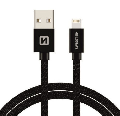 Swissten Lightning adatkábel textil bevonattal - 300cm