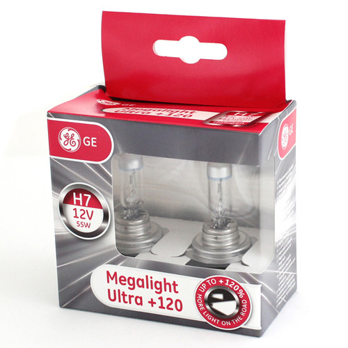 GE Lighting - H7 - 55W - Megalight Ultra +120% halogén izzó pár