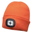 PORTWEST kötött téli sapka - USB fejlámpával - narancs