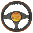 Műbőr kormányvédő - fekete/narancs varással - 37-39cm