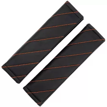   Biztonsági öv párna - műbőr - steppelt mintával - fekete - párban