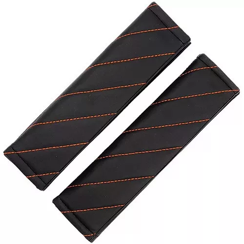 Biztonsági öv párna - műbőr - steppelt mintával - fekete - párban