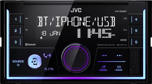 JVC 2 DIN KW-X830BT Bluetooth autórádió fejegység