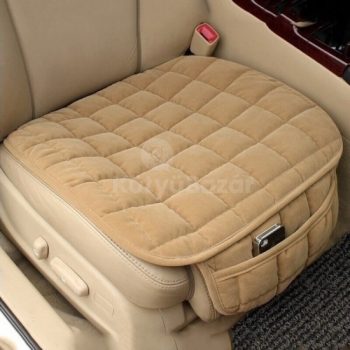Ülésvédő ülőlapra - bézs - plüss zsebbel - 1db