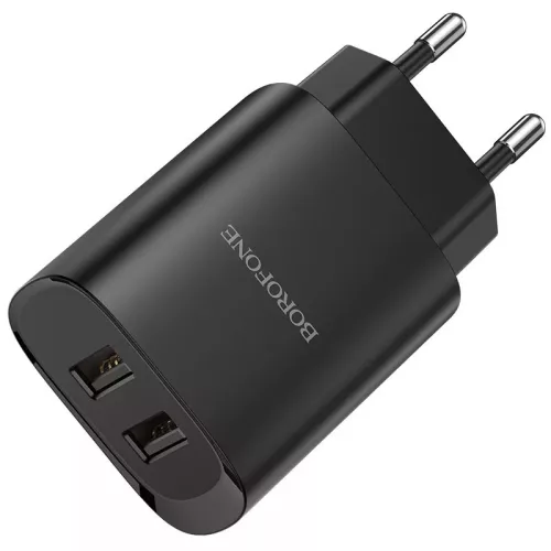 Borofone BN2 hálózati töltő adapter - 2xUSB 2.1A, - fekete
