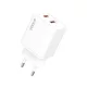 YooUp NC63-D dupla hálózati töltő - USB-Type-C - PD 20W - fehér