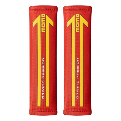 MOMO biztonsági övpárna - piros carbon/sárga logo - párban