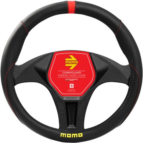 Momo Elegant kormányvédő - M - 38-39cm - fekete-piros/sárga logó